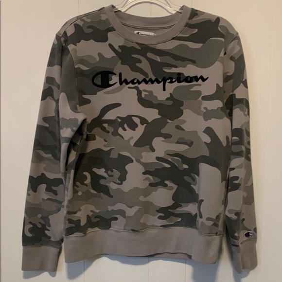 Champion Women’s Camouflage Sweater - Gray and Green Size Small - Picture 1 of 5
